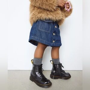 🆕 Dr Martens Infant 1460 Glitter Patent Leather Boots